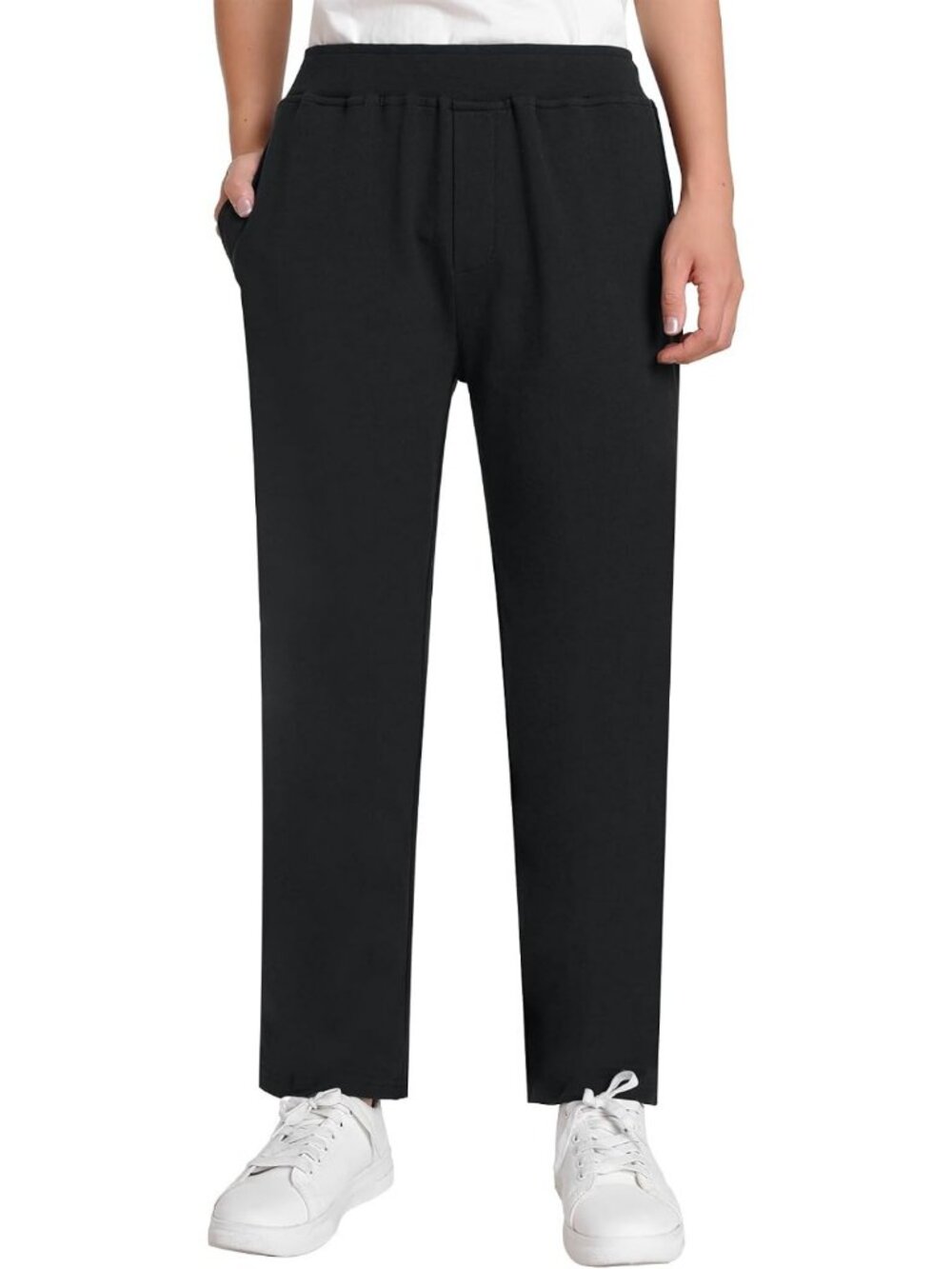 Petite Women's Pull-On Cotton Dress Pants with Elastic Waist - Comfy & Stylish